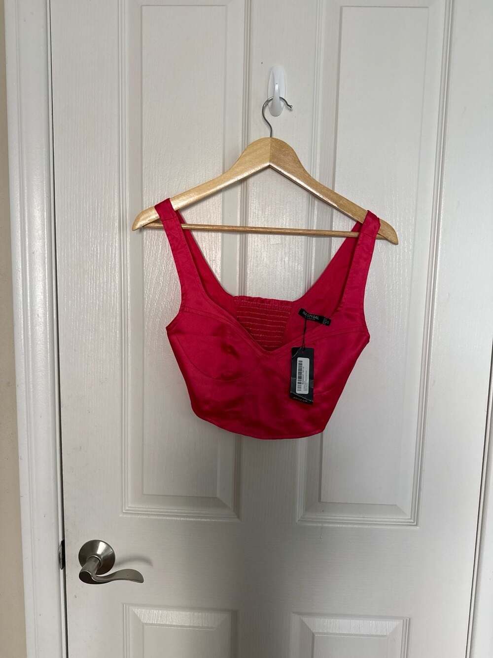 Nasty Gal Satin Cup Stitch Detail Corset Bralet Dark Pink Size US 2